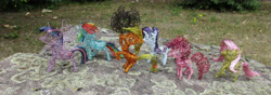 Size: 4902x1733 | Tagged: safe, artist:malte279, applejack, fluttershy, pinkie pie, rainbow dash, rarity, twilight sparkle, alicorn, earth pony, pegasus, pony, unicorn, g4, craft, female, irl, mane six, photo, twilight sparkle (alicorn), wire art, wire sculpture, wires