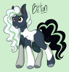 Size: 1570x1640 | Tagged: safe, artist:mscolorsplash, earth pony, pony, button (horseland), coat markings, crossover, female, green background, horseland, mare, ponified, simple background, solo