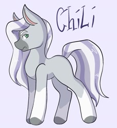 Size: 1377x1511 | Tagged: safe, artist:mscolorsplash, earth pony, pony, chili (horseland), coat markings, horseland, male, ponified, purple background, simple background, socks (coat markings), solo, stallion