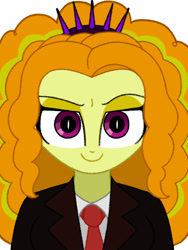 Size: 1500x2000 | Tagged: safe, artist:kid wizard, adagio dazzle, human, equestria girls, g4, clothes, female, lidded eyes, looking at you, necktie, shirt, simple background, smiling, solo, suit, white background