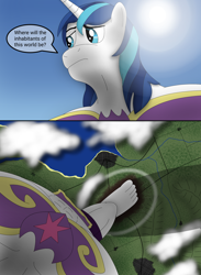 Size: 2150x2942 | Tagged: safe, artist:az12lol, shining armor, human, pony, unicorn, anthro, plantigrade anthro, g4, big feet, crush fetish, crushing, feet, fetish, foot fetish, foot focus, giant pony, high res, humanized, macro, macro/micro, male, muscles, solo