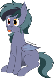 Size: 1731x2486 | Tagged: safe, artist:jamextreme140, oc, oc only, oc:scrimmy, bat pony, pony, :p, adobe illustrator, commission, cute, simple background, sitting, solo, tongue out, transparent background, ych result