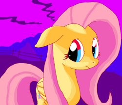 Size: 2640x2276 | Tagged: safe, artist:funkelpone, fluttershy, pegasus, pony, g4, female, floppy ears, folded wings, high res, looking at you, mare, solo, wings