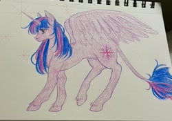 Size: 2736x1917 | Tagged: safe, artist:calicowboye, twilight sparkle, alicorn, pony, g4, female, leonine tail, mare, solo, tail, traditional art, twilight sparkle (alicorn)