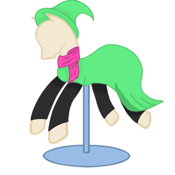 Size: 1000x1000 | Tagged: safe, artist:fluttershy_mop, pony, pony town, clothes, deltarune, dress, mannequin, ralsei, scarf, simple background, socks, the yellow feather, theyellowfeather