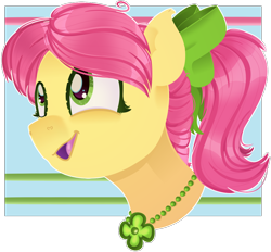 Size: 1128x1048 | Tagged: safe, artist:twittershy, posey bloom, earth pony, pony, g5, bust, female, mare, open mouth, open smile, outline, portrait, smiling, solo, white outline