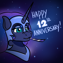 Size: 2000x2000 | Tagged: safe, artist:oldman, nightmare moon, princess luna, alicorn, pony, mlp fim's twelfth anniversary, g4, armor, high res, solo, space