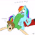 Size: 2048x2048 | Tagged: safe, artist:fanartist2020, rainbow dash, human, pegasus, pony, g4, crossover, dizzy, duo, female, high res, male, scooby-doo!, shaggy rogers, simple background, white background