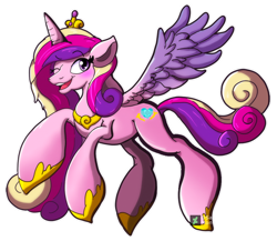 Size: 978x847 | Tagged: safe, artist:sawcraft1, princess cadance, alicorn, pony, g4, female, mare, one eye closed, open mouth, open smile, simple background, smiling, solo, transparent background, wink