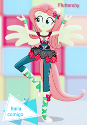 Size: 683x976 | Tagged: safe, artist:andrabutnariu, edit, fluttershy, human, equestria girls, equestria girls specials, g4, my little pony equestria girls: dance magic, album cover, baila conmigo, selena gomez