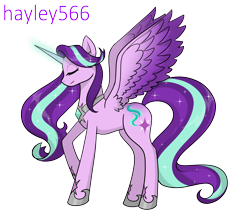 Size: 2448x2125 | Tagged: safe, artist:hayley566, starlight glimmer, alicorn, pony, series:redemptiverse, g4, alicornified, beautiful, eyes closed, female, glowing, glowing horn, high res, horn, princess starlight glimmer, race swap, simple background, solo, starlicorn, transparent background