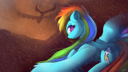Size: 4100x2300 | Tagged: safe, artist:auroriia, rainbow dash, pegasus, pony, g4, an-225, cloud, commission, female, flying, high res, looking back, mare, rain, sky, solo