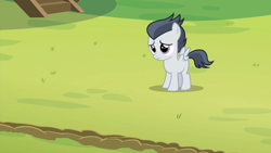 Size: 1920x1080 | Tagged: safe, screencap, rumble, pegasus, pony, g4, marks and recreation, season 7, colt, cute, foal, left alone, male, rumblebetes, sad, sadorable, solo, spread wings, wings