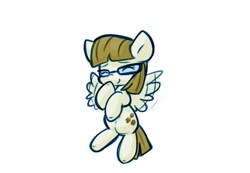 Size: 1072x740 | Tagged: safe, artist:zutcha, zippoorwhill, pegasus, pony, g4, female, filly, flying, foal, glasses, simple background, smiling, solo, white background