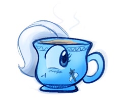 Size: 487x399 | Tagged: safe, artist:zutcha, trixie, g4, :t, cup, female, inanimate tf, objectification, simple background, solo, teacup, that pony sure does love teacups, transformation, white background