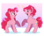 Size: 2500x2030 | Tagged: safe, artist:syrupyyy, pinkie pie, earth pony, pony, g4, adoraberry, bubble berry, cute, diapinkes, duality, duo, emanata, female, high res, looking at each other, looking at someone, male, mare, open mouth, open smile, ponytober, r63 paradox, raised hoof, rule 63, self paradox, self ponidox, smiling, stallion, syrupyyy is trying to murder us