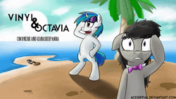 Size: 1280x720 | Tagged: safe, artist:acesential, artist:coconeru, artist:kanashiipanda, dj pon-3, octavia melody, vinyl scratch, earth pony, pony, unicorn, a tropical octav3, g4, 2012, absurd file size, animated, bipedal, brony history, brony music, coconeru, dancing, downloadable, duo, female, grin, island, it came from youtube, link in description, looking at you, mare, nostalgia, smiling, song, sound, tree, webm, youtube, youtube link, youtube video