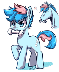 Size: 700x850 | Tagged: safe, artist:samonferrari, oc, oc only, oc:blue chewings, earth pony, pony, chew toy, heart, hoers, raised hoof, simple background, solo, white background