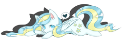 Size: 2100x700 | Tagged: safe, artist:jmocha0701, oc, oc only, oc:sky sherbet, pegasus, pony, female, heart, looking at you, lying down, mare, pegasus oc, pictogram, prone, simple background, solo, white background