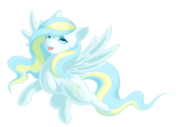 Size: 2100x1500 | Tagged: safe, artist:jmocha0701, oc, oc only, oc:sky sherbet, pegasus, pony, eye clipping through hair, female, flying, looking at you, mare, open mouth, simple background, solo, white background