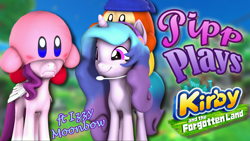 Size: 1920x1080 | Tagged: safe, artist:pika-robo, izzy moonbow, pipp petals, pegasus, pony, unicorn, series:pipp plays, g4, g5, 3d, adorapipp, bandana waddle dee, bipedal, crossover, cute, dancing, fake thumbnail, female, folded wings, frown, g5 to g4, gamer izzy moonbow, gamer pipp, gaming headset, generation leap, group, headset, kirby, kirby (series), kirby and the forgotten land, kirby fits on everything, let's play, mare, nintendo, pipp petals is not amused, smiling, source filmmaker, unamused, video game, wings, youtube thumbnail