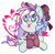 Size: 899x883 | Tagged: safe, artist:yokokinawa, oc, oc only, oc:blazey sketch, pegasus, pony, :p, bow, chibi, clothes, gray fur, hair bow, heart, heart eyes, multicolored hair, simple background, sitting, small wings, solo, sweater, tongue out, white background, wingding eyes, wings