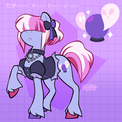 Size: 2048x2048 | Tagged: safe, artist:3ggmilky, oc, oc only, pony, bow, choker, clothes, hair bow, high res, solo, unshorn fetlocks