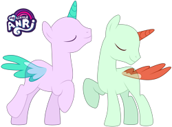 Size: 3716x2748 | Tagged: safe, artist:emperor-anri, oc, oc only, alicorn, pony, g4, alicorn oc, bald, base, duo, high res, horn, male, raised hoof, simple background, stallion, transparent background, wings