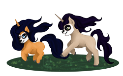 Size: 4000x2500 | Tagged: safe, artist:loopina, oc, oc:skull amor, oc:skull rose, pony, unicorn, cute, dia de los muertos, duo, face paint, female, filly, foal, happy, mexico, pocctober, poctober, run, siblings, simple background, sisters, transparent background