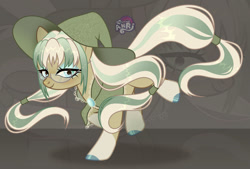 Size: 1280x865 | Tagged: safe, artist:emperor-anri, oc, oc only, pony, clothes, hat, hoof polish, smiling, witch hat, zoom layer