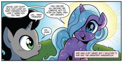 Size: 1242x630 | Tagged: safe, artist:brenda hickey, idw, official comic, king sombra, radiant hope, crystal pony, pony, unicorn, g4, my little pony: fiendship is magic, spoiler:comic, colt, dialogue, duo, female, filly, foal, male, younger