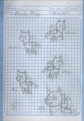 Size: 809x1170 | Tagged: safe, artist:alejandrogmj, derpibooru exclusive, oc, unnamed oc, changeling, pony, changeling oc, graph paper, pointy ponies, sketch, spanish, traditional art
