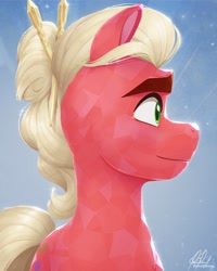 Size: 1040x1300 | Tagged: safe, artist:bcpony, sprout cloverleaf, crystal pony, earth pony, pony, g5, alternate hairstyle, male, profile, race swap, solo, stallion, stupid sexy sprout cloverleaf