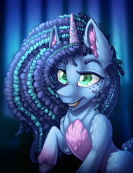 Size: 2550x3300 | Tagged: safe, artist:mychelle, misty brightdawn, pony, unicorn, g5, abstract background, female, high res, mare, solo