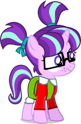 Size: 723x1106 | Tagged: safe, editor:crisx284, starlight glimmer, g4, clothes, el chavo del 8, female, filly, filly starlight glimmer, glasses, la chilindrina, simple background, solo, transparent background, younger