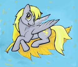 Size: 1024x890 | Tagged: safe, artist:tielgar, derpy hooves, pegasus, pony, g4, autumn, leaf, solo