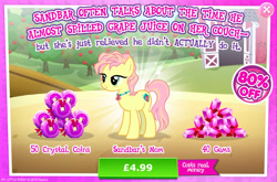 Size: 1964x1300 | Tagged: safe, gameloft, high tide (g4), earth pony, pony, g4, advertisement, costs real money, english, female, gem, introduction card, jewelry, mare, necklace, numbers, pink mane, pink tail, sale, solo, tail, text, yellow coat, yellow fur