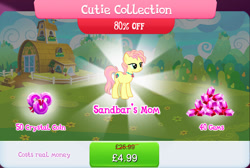 Size: 1271x853 | Tagged: safe, gameloft, high tide (g4), earth pony, pony, g4, bundle, costs real money, cutie collection, english, female, gem, jewelry, mare, necklace, numbers, pink mane, pink tail, sale, solo, tail, text, yellow coat, yellow fur