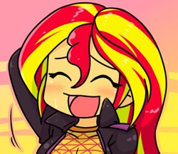 Size: 370x320 | Tagged: safe, artist:batipin, sunset shimmer, human, equestria girls, g4, anime style, cute, eyes closed, female, open mouth, shimmerbetes, solo
