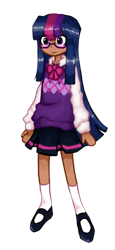 Size: 374x810 | Tagged: safe, artist:ranchu-star, twilight sparkle, human, g4, clothes, female, glasses, humanized, simple background, skirt, solo, style emulation, touhou, transparent background, zun