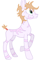 Size: 758x1080 | Tagged: safe, artist:kujivunia, edit, oc, oc only, oc:pip screw, earth pony, pony, dishevelled, donkey ears, female, simple background, slender, smol, solo, stripes, thin, white background