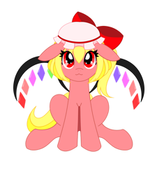 Size: 1024x1139 | Tagged: safe, artist:sohmasatori, pony, crossover, female, flandre scarlet, hat, mare, ponified, simple background, solo, touhou, transparent background