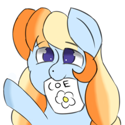 Size: 5000x5000 | Tagged: safe, artist:houndy, oc, oc only, oc:aurelia coe, adorable face, blue pony, cute, long mane, note, simple background, solo, wave, white background
