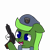 Size: 5000x5000 | Tagged: safe, artist:houndy, oc, oc only, oc:mosskin, clothes, costume, cute, gun, halloween, halloween costume, handgun, nightmare night, pistol, png, resident evil, simple background, solo, stars(resident evil), transparent background, weapon