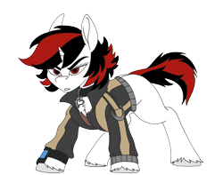 Size: 3180x2500 | Tagged: safe, artist:brainiac, oc, oc only, oc:blackjack, pony, unicorn, fallout equestria, fallout equestria: project horizons, fanfic art, female, high res, horn, mare, pipbuck, simple background, small horn, solo, transparent background