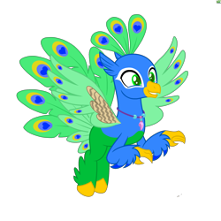 Size: 2200x2200 | Tagged: safe, oc, oc only, oc:azul ola, bird, hippogriff, peacock, high res, simple background, solo, transparent background