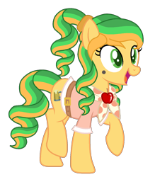 Size: 1000x1140 | Tagged: safe, oc, oc only, oc:sweet coppin, earth pony, pony, apple, food, simple background, solo, transparent background