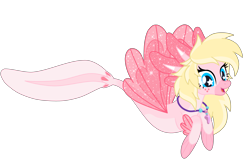 Size: 6000x3900 | Tagged: safe, oc, oc only, oc:lotl love, axolotl, hippogriff, seapony (g4), simple background, solo, starry eyes, transparent background, wingding eyes