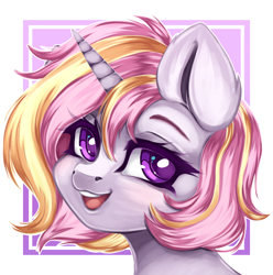 Size: 3032x3055 | Tagged: safe, artist:bizarre_pony, pony, unicorn, bust, commission, high res, portrait, simple background, solo