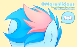 Size: 2219x1369 | Tagged: safe, artist:maren, oc, oc only, oc:blue chewings, pony, 2017, business card, old art, peeking, pictogram, simple background, solo